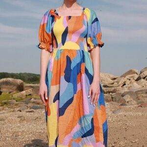 NWT $236 Jessie Zhao Smocked Tropical Dress Size XS and Small